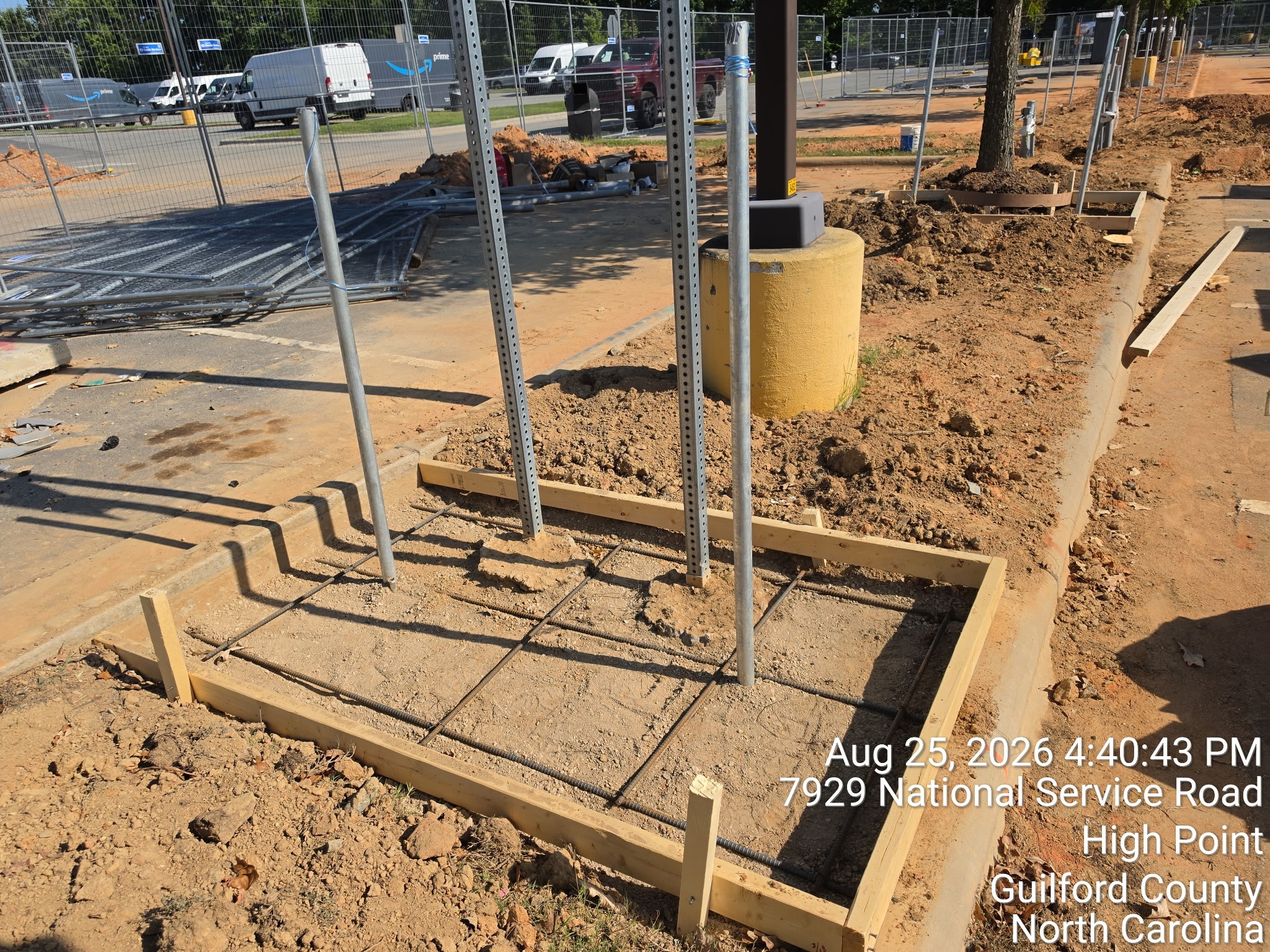 Reinforced equipment foundation and conduit stub-ups under construction